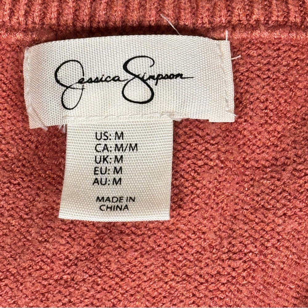Jessica Simpson Chunky Knit Coral Button Sweater Vest Academic Chic Layering S - Picture 3 of 5